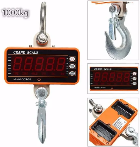 Miniatura 2 de iDili 2,204.6 lbs 2000LBS 1T Báscula digital de aluminio para grúa pesada Escala colgante compacta OCS-S1 Pantalla LED de tipo inteligente 1.1 lbs