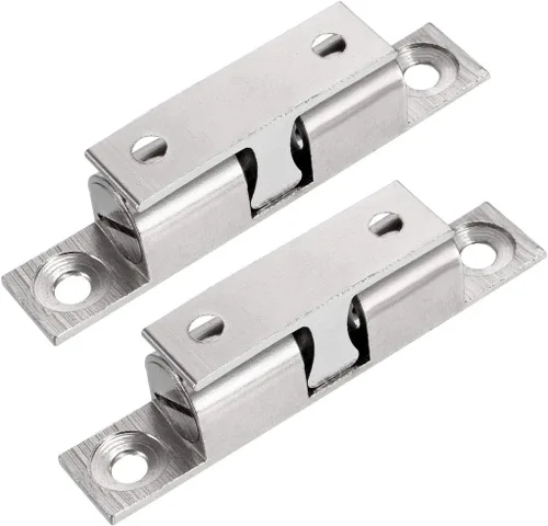 Miniatura 7 de uxcell 2 unids armario puerta armario latón bola captura tensión pestillo 1.575 in longitud tono plateado