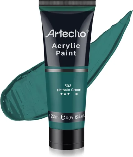 Miniatura 14 de Artecho - Pintura acrílica blanco titanio (120 ml / 4.05 oz), tubos de pintura para manualidades artísticas sobre lienzo, piedra, roca, madera