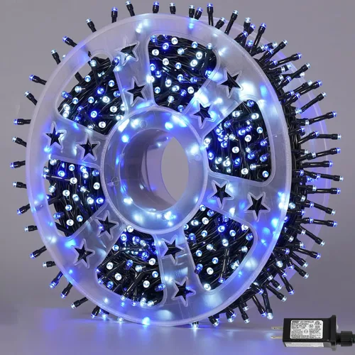 Miniatura 13 de YEGUO 200 luces LED de 66 pies para Navidad, exteriores, impermeables, cadena de luces blancas cálidas para interiores, 8 modos, cable verde, luz