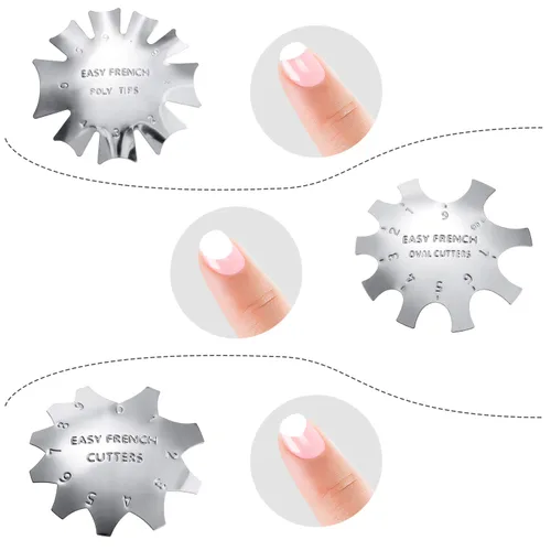 Miniatura 5 de Módulo de placa de corte de bordes de manicura de uñas, 6 piezas, herramienta de corte de gel de línea de sonrisa francesa fácil de acero