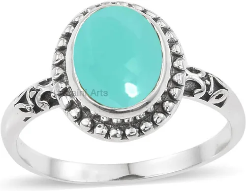 Miniatura 25 de Anillo de plata de ley 925 para mujer, anillo único de gema ovalada hecho a mano