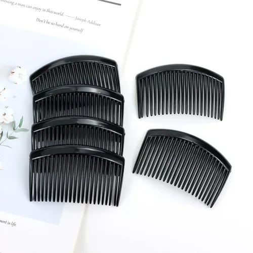 Miniatura 2 de Paquete de 28 peines laterales de plástico negro pequeño con dientes largos, horquillas para el cabello, pinzas de pasador, lazos para mujeres, velo