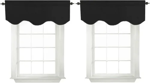 Miniatura 26 de Turquoize - Cenefa opaca para ventanas de cocina/baño/sala de estar/dormitorio con aislamiento térmico, cenefa festoneada con bolsillo para Aqua