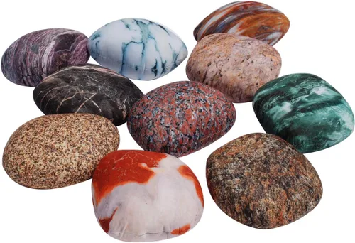Miniatura 9 de Juego de 6 fundas de almohada de roca para habitación de niños, fundas de cojín de piedra de guijarro, accesorios de fotografía de piedra