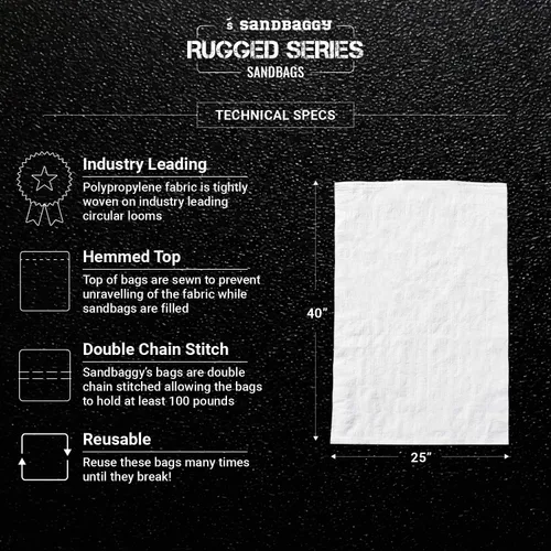 Miniatura 2 de Sandbaggy Sacos de arena grandes - Tamaño: 25 "x 40" - Bolsas gruesas para contratistas resistentes, bolsas de basura resistentes, bolsa de basura