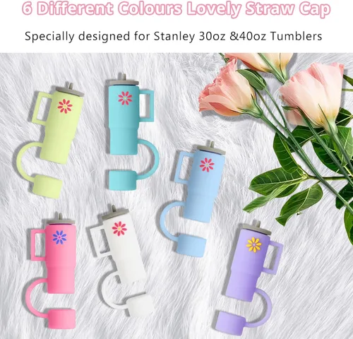 Miniatura 4 de 6 fundas de popote de silicona para Stanley Cup de 30 oz y 40 onzas, 0.394 in/0.39 pulgadas, resistentes al polvo, a prueba de derrames, accesorios