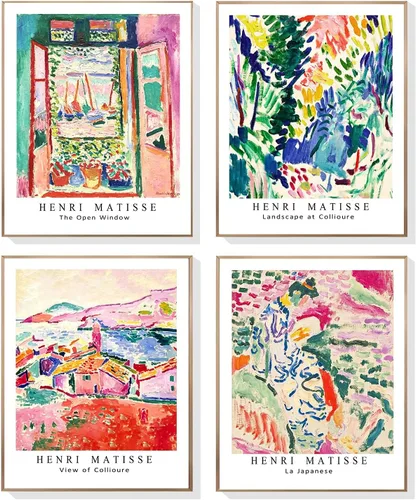 EVER-GOING TUNE Henri Matisse Wall Art Posters Set of 4,Vintage Wall Art Prints,Famous Paintings Wall Artwork,Boho Aesthetic Decor for Living