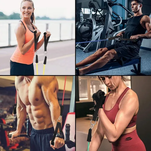 Miniatura 4 de WHATAFIT Bandas de resistencia, bandas de ejercicio, bandas de resistencia para entrenamiento, bandas de entrenamiento con asas para hombres