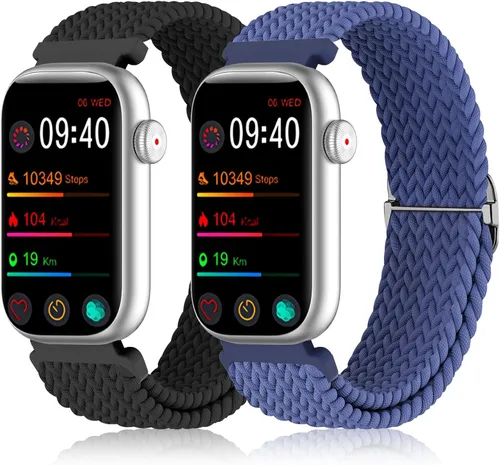 Paquete de 2 bandas elásticas de nailon trenzadas de 0.63 pulgadas compatibles con FITVII HM08/MorePro HM08/Amzhero-Runfit D26/KALINCO Slim Fitness