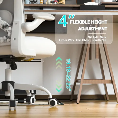 Miniatura 2 de Silla de escritorio de oficina con soporte lumbar ergonómico, cojín de asiento extra grueso, brazos abatibles, respaldo de malla transpirable, silla