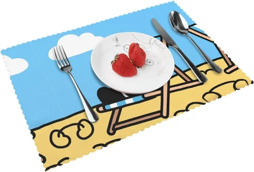 Miniatura 11 de Rectangular Placemats Set of 4, Heat Resistant Aurora Printed Kitchen Dining Table Mats