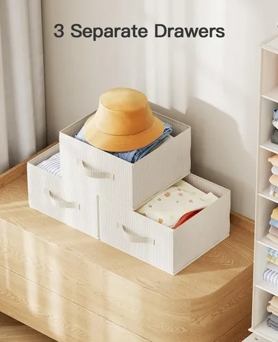 Miniatura 7 de Pipishell Organizador colgante de armario con 6 estantes, estantes colgantes para armario con 3 cajones extraíbles y bolsillos laterales, Blanco