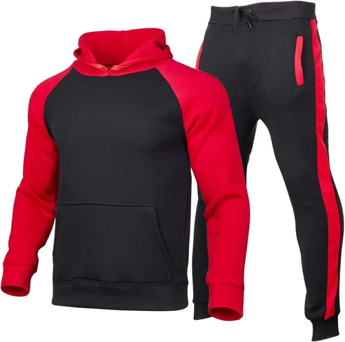 Conjunto deportivo de 2 piezas para hombre, sudadera casual con capucha para hombre, atlético, deportivo, manga larga, conjunto de traje para trotar