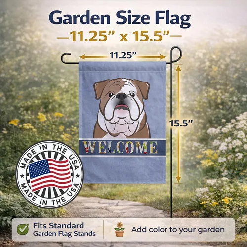 Miniatura 2 de Caroline's Treasures BB1405GF Bandera de jardín de bienvenida de bulldog inglés, Bandera de buzón azul, bandera decorativa para el patio, obra