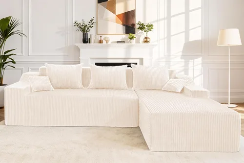 HABUTWAY Sofá modular modular de 101 pulgadas con asiento profundo, moderno sofá convertible en forma de L, sofá tapizado con diván para sala de