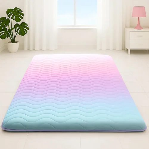 Miniatura 14 de Colchón de Futón Japonés para Suelo, 100% Espuma Cómoda de Alta Densidad, Colchón Plegable Engrosado de 3.5 Pulgadas, Tapete Tatami para Dormir, Gris