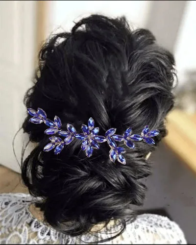Miniatura 6 de Kercisbeauty Peine para el pelo de cristal AB para boda nupcial, pedazo de pelo de diamantes de imitación transparentes para mujeres y niñas