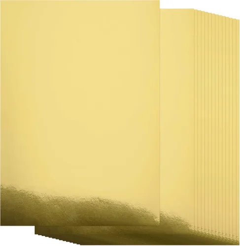 Papel de cartulina dorado metálico, 60 piezas de 8.5 x 11 pulgadas (250 GSM) - Tablero de papel de aluminio dorado, superficie con acabado espejo,