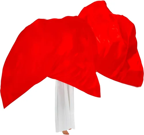 Miniatura 3 de Wuchieal Banderas de Adoración Semicírculo Grandes y Suaves de 74" x 55", Bandera de Elogio Semicírculo de Satén con Varillas Escalables 1 par (Rojo)