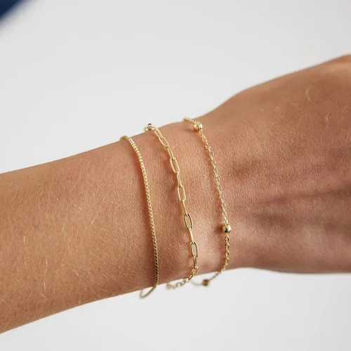 Miniatura 3 de Kyerlyn Pulseras de oro para mujer, juego de pulseras de oro de 14 quilates para mujer, delicada cadena de cuerda trenzada de espiga de espiga
