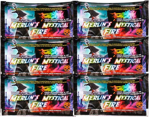 Miniatura 2 de Merlin's Mystical Fire - Paquete de 6 paquetes que cambian de color, 0.882 onzas cada uno, llamas mágicas multicolor encantadas de larga duración