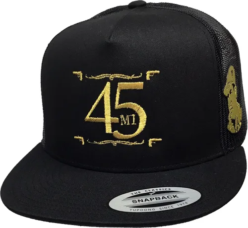 Miniatura 2 de Capsnmore El Chapo Guzman y Su 45 2 Logos Sombrero Negro Malla El Snapback, Negro