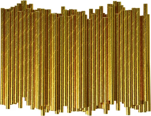 Miniatura 6 de Pajitas y agitadores desechables de papel dorado de 5.75 pulgadas, palitos para sorber (500 unidades) - para cócteles, bebidas cortas, bodas, dorado