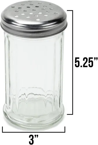 Miniatura 7 de 1 paquete de 12 onzas para especias y quesos Tarro de cristal, tapa de metal y agujeros extra grandes para parmesano y especias por Back of House