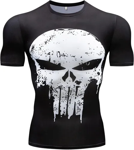 TIMWOODER Camisa de compresión para hombre, camiseta de manga corta suave con estampado 3D, camiseta deportiva para gimnasio