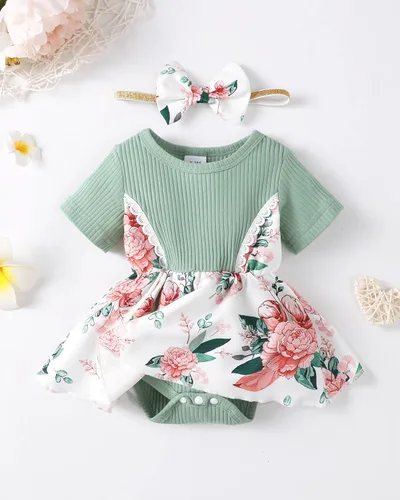 Miniatura 2 de Renotemy Mameluco de manga corta para bebé recién nacido, ropa de bebé niña