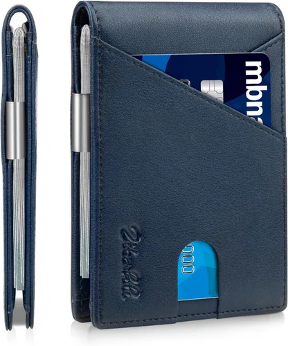 Miniatura 81 de Zitahli - Billeteras delgadas RFID para hombres, billetera de cuero flexible con clip de dinero, cartera minimalista con bolsillo frontal