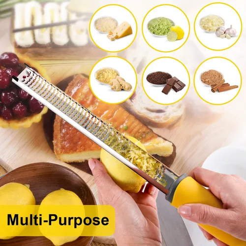 Miniatura 3 de Dulcicasa Rallador y rallador clásico – Zester de limón profesional de cocina para lima, queso, ajo, jengibre, chocolate, verduras, frutas
