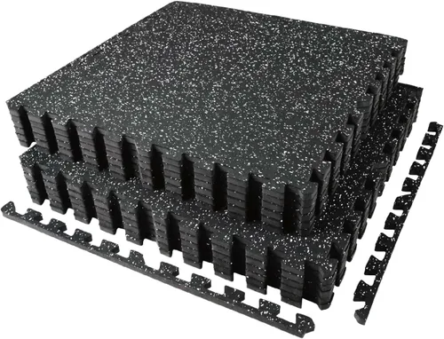 AIRHOP Alfombrillas de Equipo de Ejercicio de 0.56 Pulgadas de Grosor, 48 Pies Cuadrados, 12 Baldosas Mejoradas de Goma Superior con Espuma EVA de