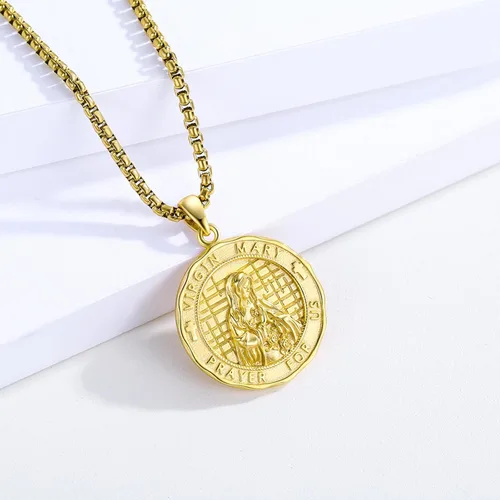 Miniatura 32 de Collar con colgante de plata de ley 925 con medalla de San Patrón, joyería religiosa para hombres y mujeres, con cadena de acero inoxidable 316L