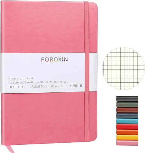 Miniatura 29 de Cuaderno de diario en blanco, negro, 160 páginas, tamaño mediano de 8.3 x 5.7 pulgadas, papel grueso de 3.53 oz/m², tapa dura