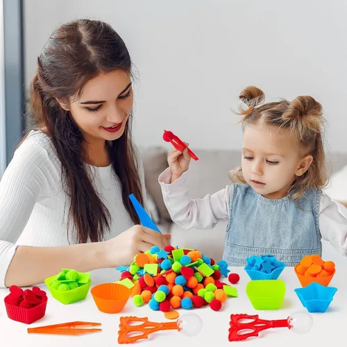 Miniatura 4 de EZdhuawuse Llenadores sensoriales de forma de cubo – 295P forma de verano de habilidades motoras finas juguetes de conteo para niños educación