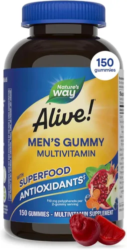 Nature's Way Alive! Gomitas multivitamínicas para hombres, apoya el metabolismo energético*, la función muscular*, antioxidantes de