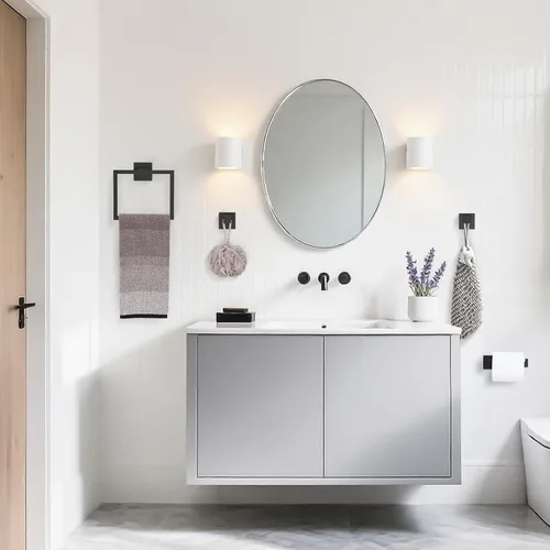 Miniatura 5 de TURS Juego de 3 toalleros negros con anillo para toallas, gancho para toallas de baño, de acero inoxidable, montaje en pared.