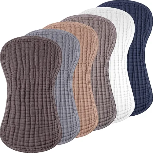 Miniatura 11 de Frienda Paquete de 6 paños de muselina para eructos de algodón, grandes, 20 x 9 pulgadas, extra absorbentes y suaves, para bebé, niño y niña, unisex