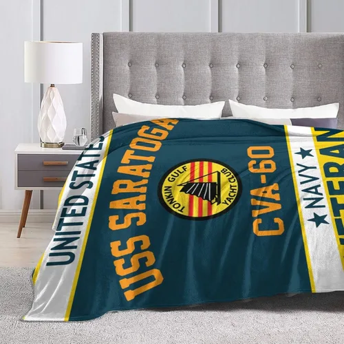 Miniatura 5 de USS Saratoga Cva-60 - Manta cálida para adultos y niños, manta de forro polar para decoración de sala de estar, cama, sofá, 80 x 60 pulgadas