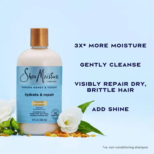 Miniatura 5 de SheaMoisture Champú y acondicionador, hidratación y reparación de miel de manuka y yogur + tratamiento potencial de proteínas, mascarilla capilar