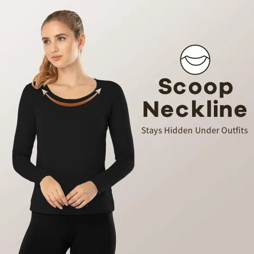Miniatura 82 de MANCYFIT Tops térmicos para mujer, camisa con forro polar, manga larga, capa base, cuello en V