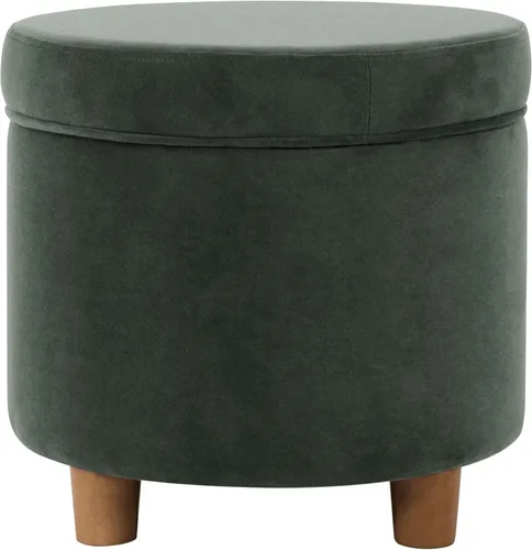 Miniatura 23 de Homepop Decoración del hogar Otomana redonda tapizada de almacenamiento Otomana con almacenamiento para sala de estar y dormitorio con patas Azul