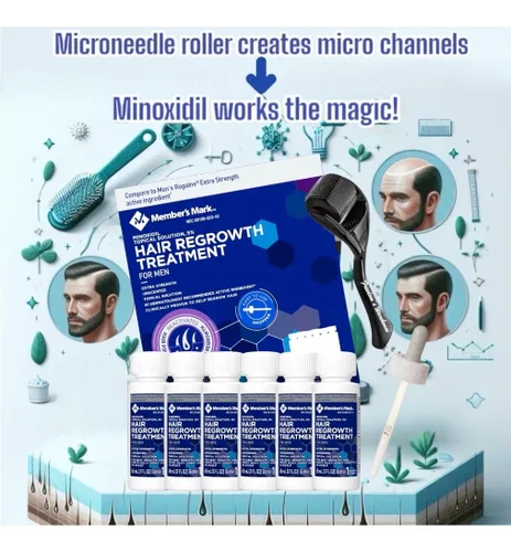Miniatura 2 de Paquete de 6 unidades de minoxidil al 5% para hombres para tratamiento de crecimiento del cabello, solución líquida extra fuerte 5% tópica