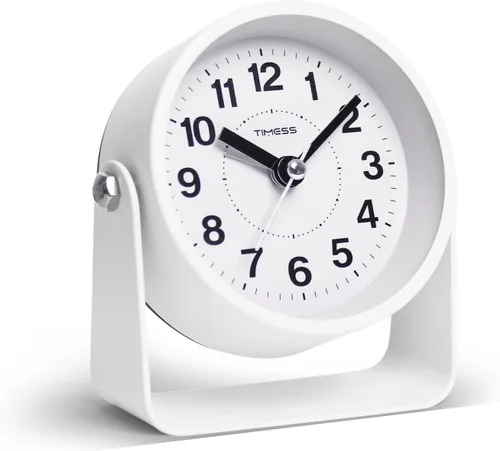 Miniatura 10 de Reloj de alarma analógico, silencioso, de movimiento de cuarzo sin tictac, funciona con pilas, con función de repetición y luz bajo demanda, fácil