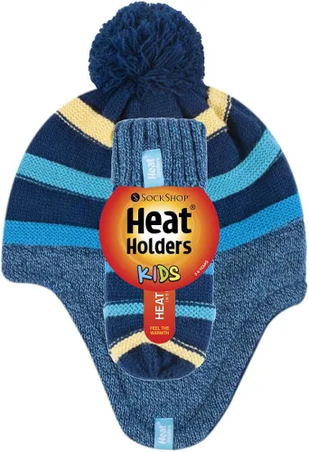Miniatura 4 de Heat Holders - Gorro de invierno con pompones y manoplas con forro térmico para niños con orejeras.