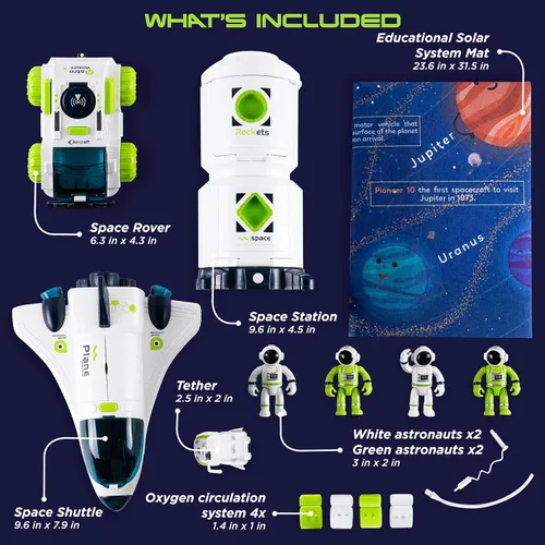 Miniatura 2 de [Conjunto Mejorado] Juguetes Espaciales para Niños de 3 4 5 6 7 8, Transbordador Espacial con Juguetes de Nave Cohete - 4 Astronautas, Estación