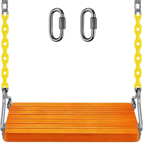 Miniatura 7 de SELEWARE Asiento colgante de madera, 17.5 x 8.2 pulgadas, 2 mosquetones, columpio de árbol para adultos y niños, patio trasero interior o exterior
