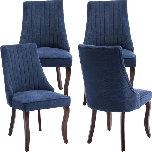 Miniatura 36 de Juego de 2 sillas de comedor modernas de mediados de siglo, tapizadas de tela beige, sillas de cocina y comedor, sillas de cocina con patas